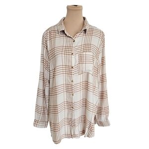 C&C California Plaid Long Sleeve Button Up Shirt Sz L